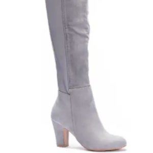 Grey Suede Over the knee boots